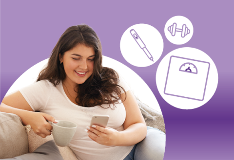 Woman on her phone booking a weight management service