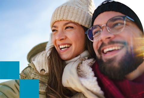 Man and woman in winter clothing